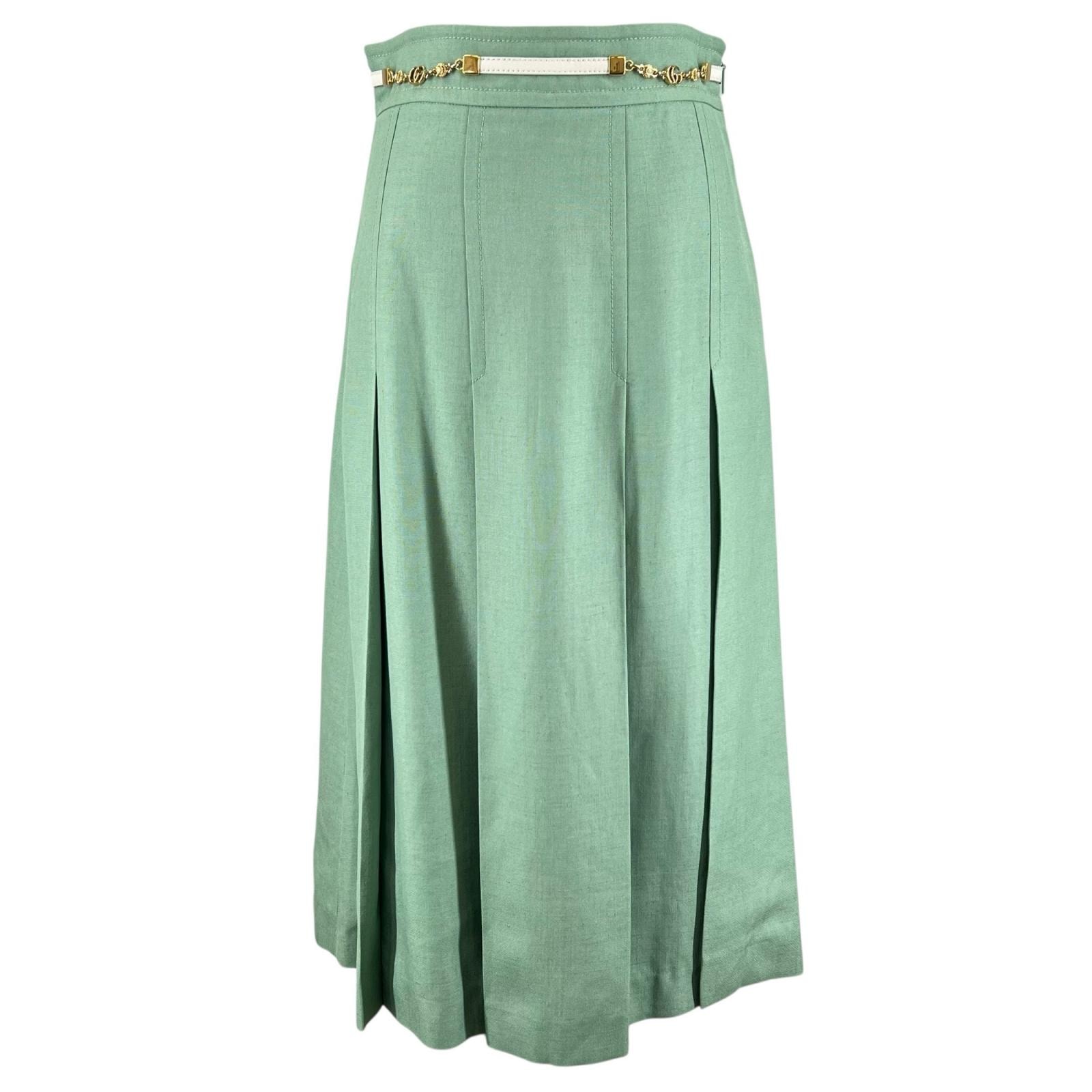 極美品 グッチ スカート ミントグリーン レディース 36 652132