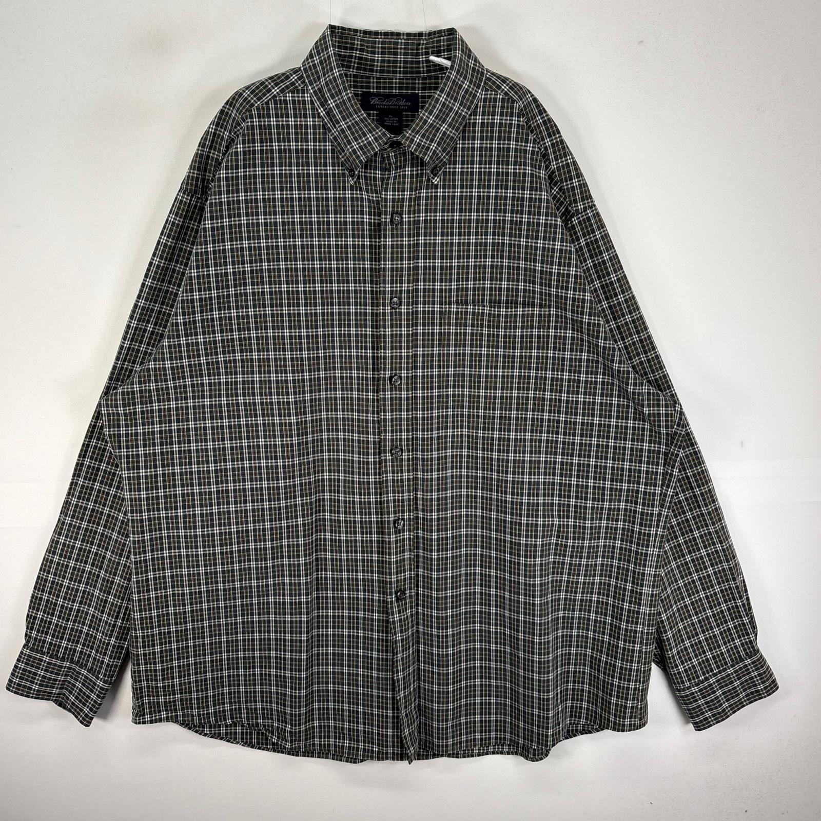 古着 ブルックスブラザーズ Brooks Brothers 長袖シャツ ボタンダウン XL  グリーン系 チェック メンズ