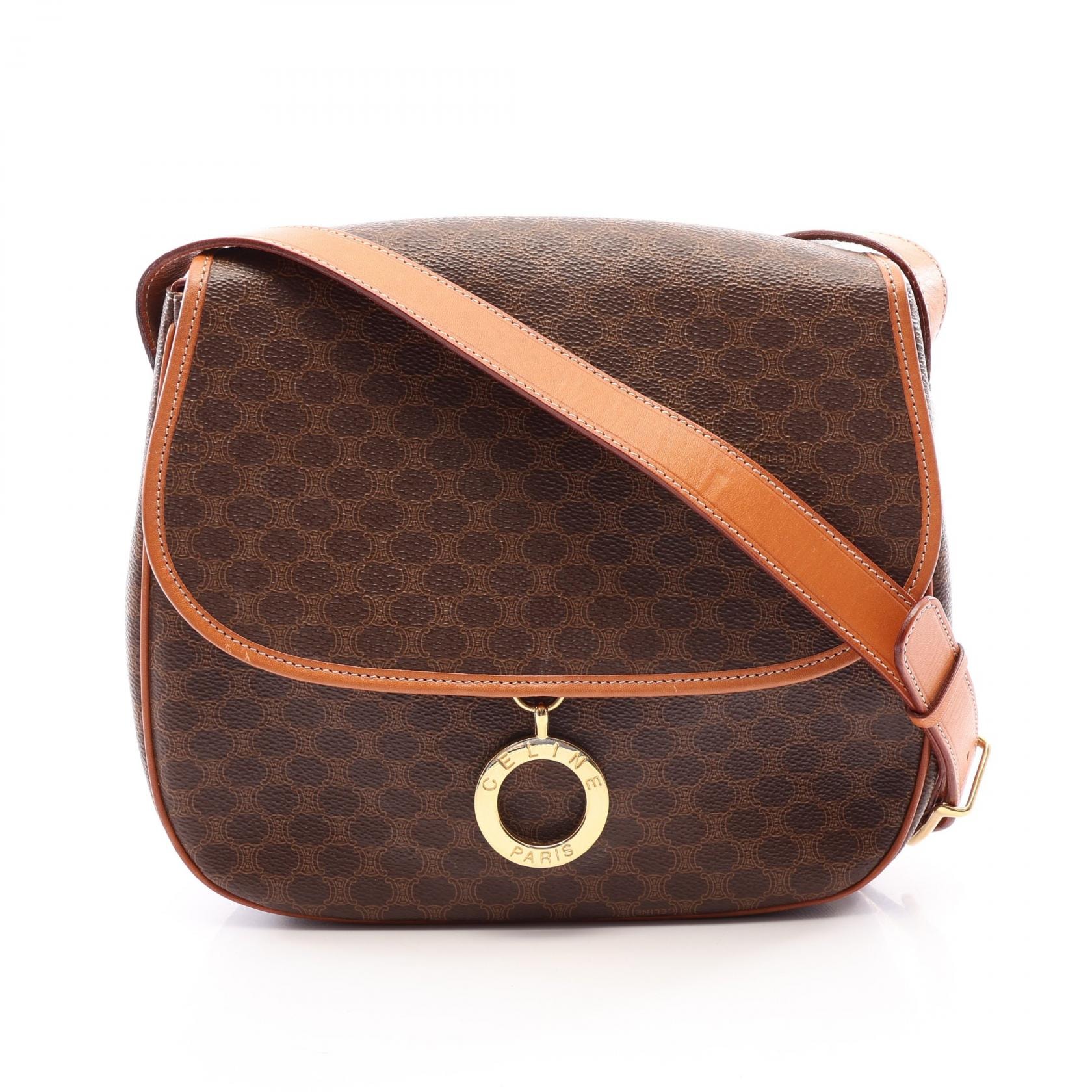 セリーヌ CELINE マカダム ショルダーバッグ ショルダーバッグ バッグ PVCコーティングキャンバス レザー レディース ブラウン系 【中古】