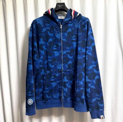 ムック本限定 A BATHING APE FIRE CAMO SHARK HOODIE BAPE ベイプ シャークパーカー L ファイヤーカモ柄