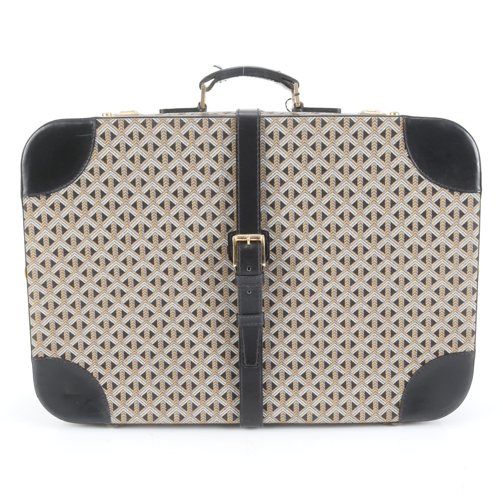 ■極美品 ゴヤール へリンボーントランク レザー×キャンバス