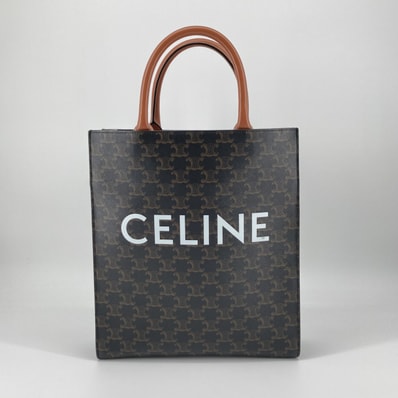 CELINE(セリーヌ) スモール バーティカル カバ トリオンフ キャンバス レザーハンドル 2way 191542 トートバッグ ブラウン