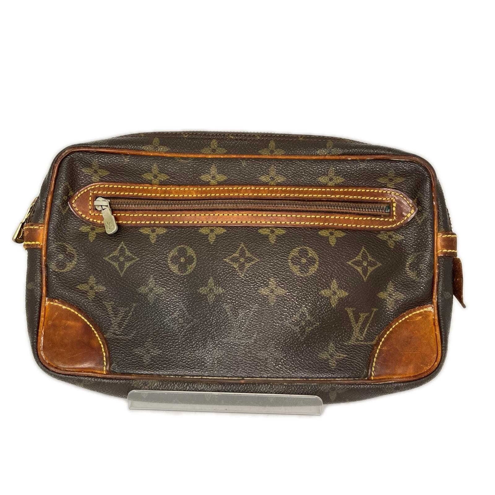 LOUIS VUITTON ルイヴィトン モノグラム マルリードラゴンヌGM セカンドバッグ M51825 ブラウン ストラップ欠品 ジャンク品