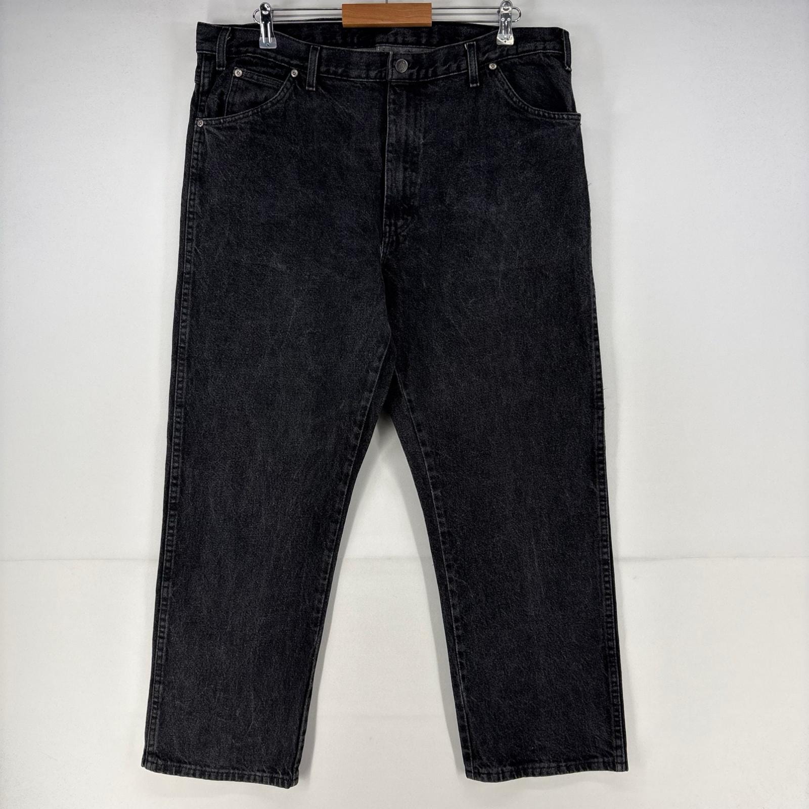 古着 ディッキーズ Dickies デニム パンツ 5ポケット ブラックデニム ワンポイント ジップ 大きいサイズ w40 L30  ブラック メンズ