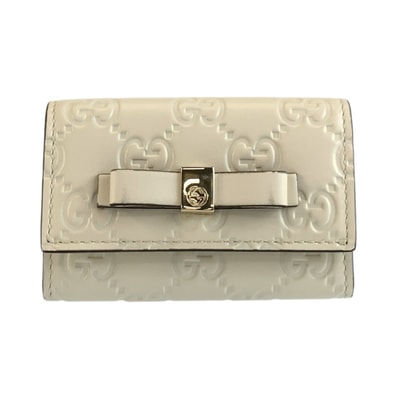 美品 GUCCI グッチ グッチシマ アイボリー ゴールド金具 レザー キーケース 6連 1-0259385 【中古】