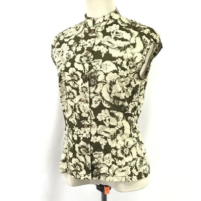 美品★ポールスミス/Paul Smith JEANS★ノースリーブブラウス【42/レディースXL/イエロー系/花柄】スタンドカラー/Tops/Shirts◆SBH867