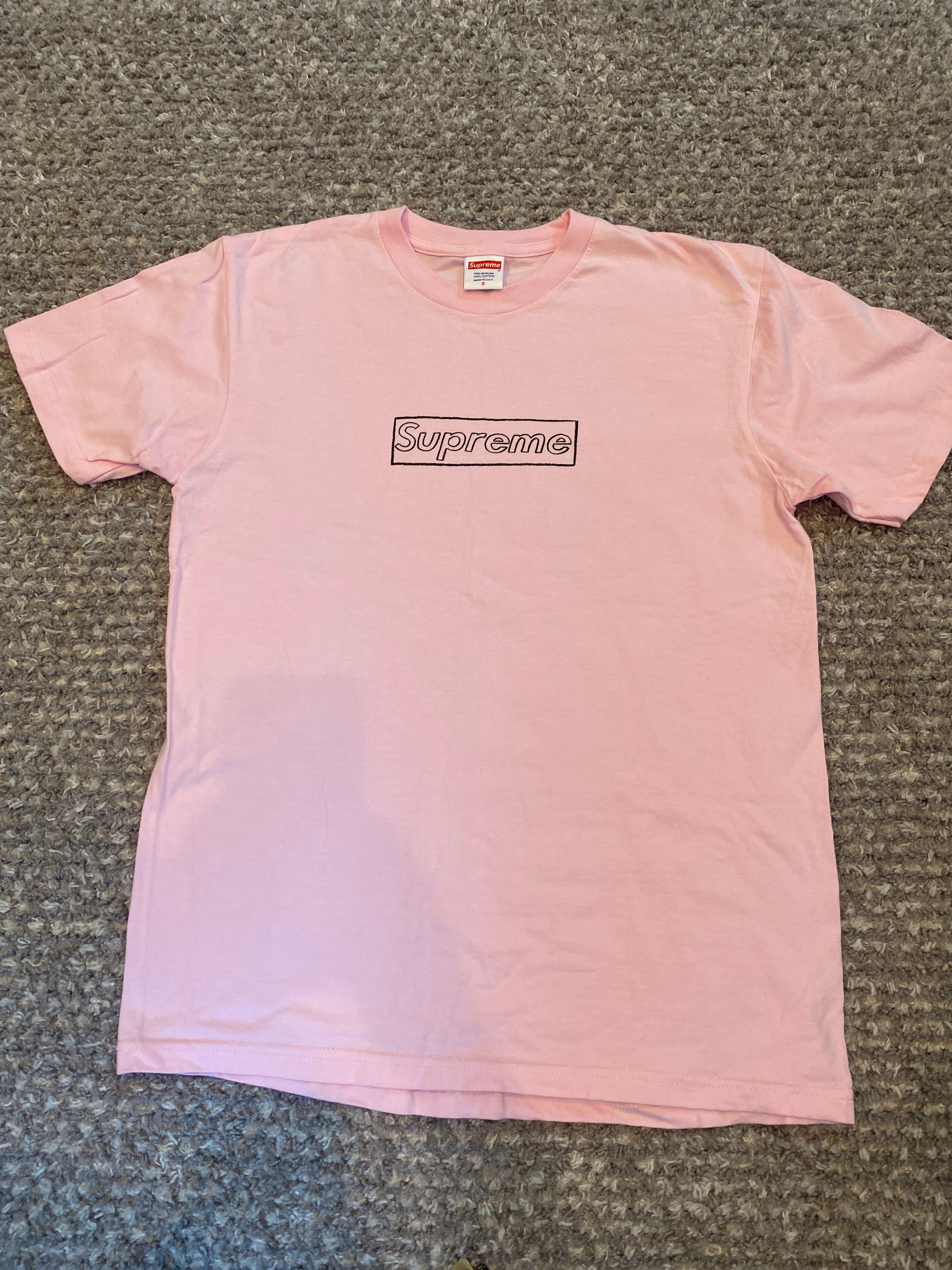 Supreme KAWS Chalk Logo Tee "Pink"