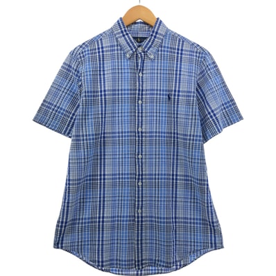 古着 ラルフローレン Ralph Lauren 半袖 ボタンダウン チェックシャツ メンズM相当/eaa546819