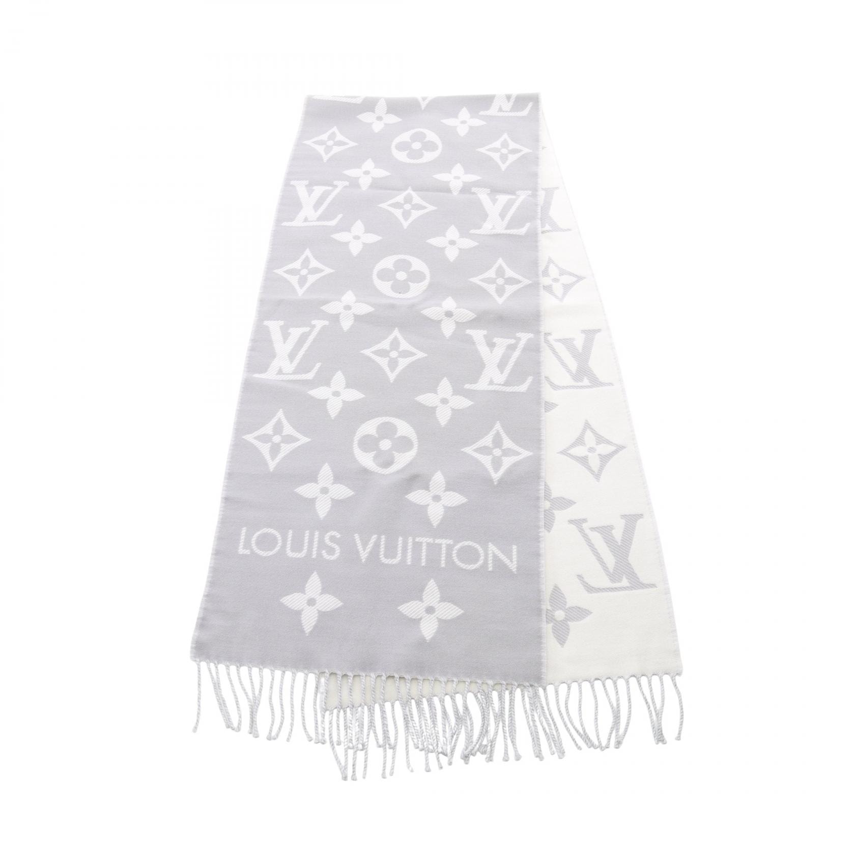 ルイ・ヴィトン LOUIS VUITTON LV エセンシャル グリクレール マフラー 衣料品 ウール レディース パープル系 / ホワイト系 M77727 【中古】