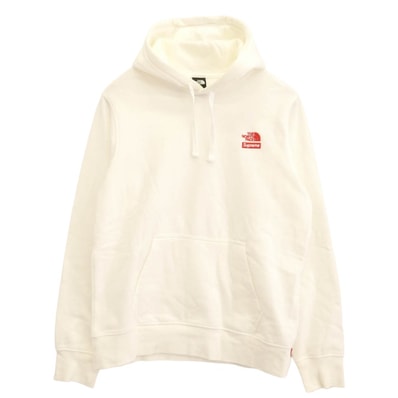 Supreme 19AW NT61906I × THE NORTH FACE ノースフェイス Statue Of Liberty Hooded Sweatshirt スタチューオブリバティ プルオーバー パーカー フーディー ホワイト系 M【中古】