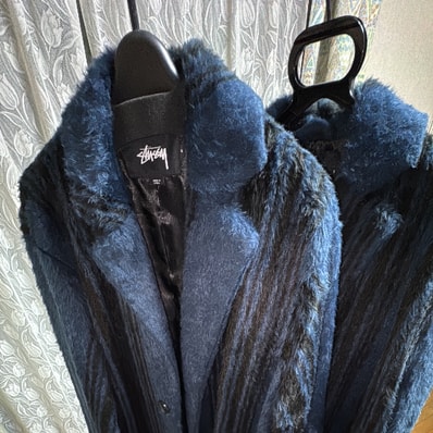 Stuusy Stripe Overcoat "Navy"