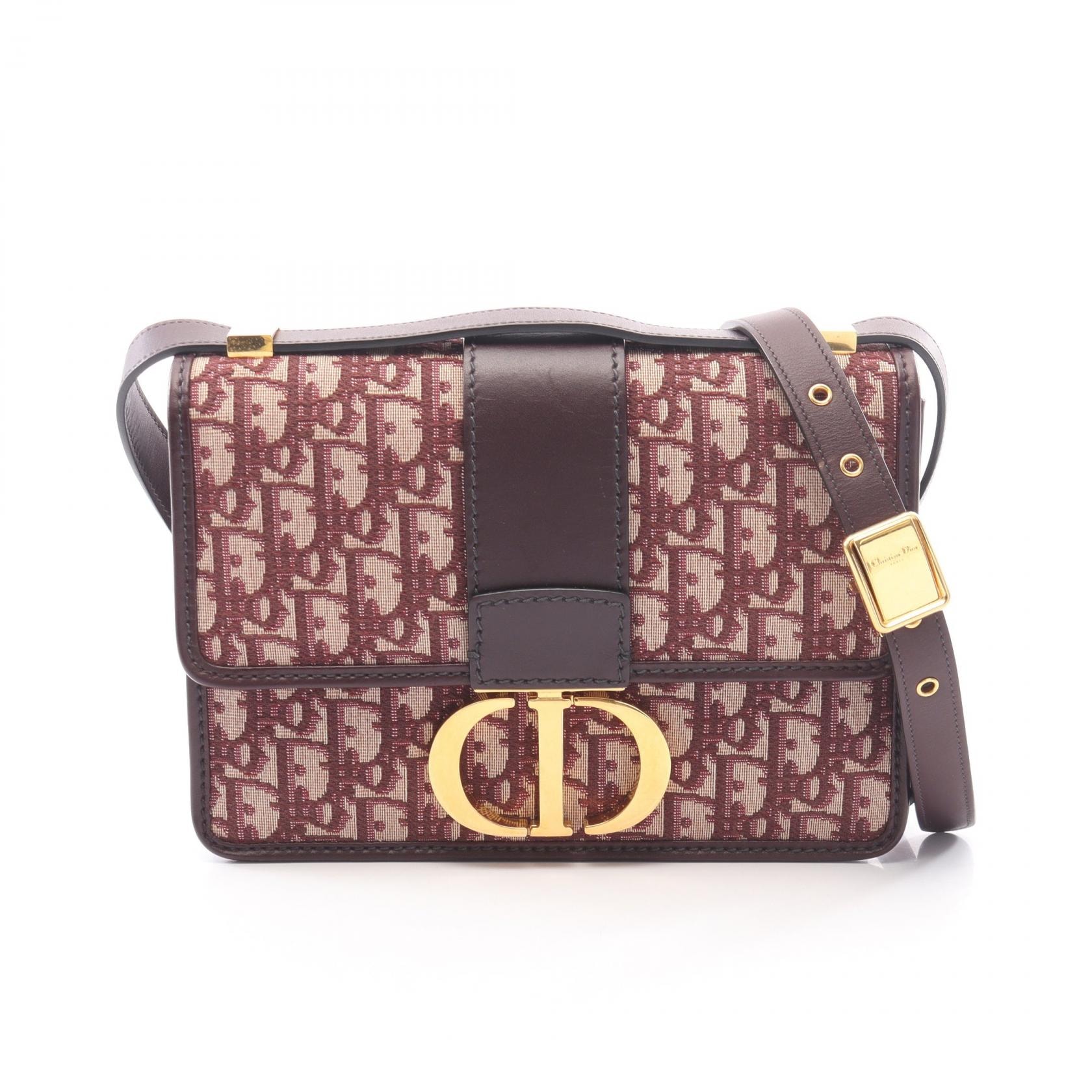 ディオール Dior 30 MONTAIGNE モンテーニュ ショルダーバッグ バッグ キャンバス レザー レディース ボルドー系 【中古】