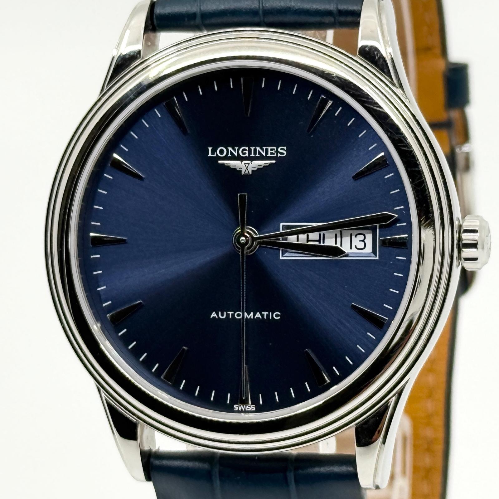 LONGINES ロンジン フラッグシップ L4.899.4.92.2 ネイビー AT メンズ 腕時計 稼働品