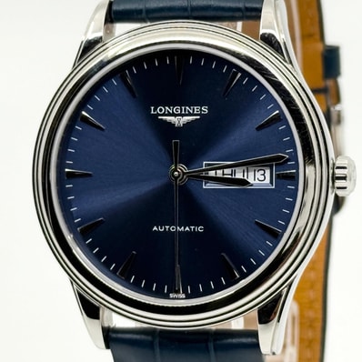 LONGINES ロンジン フラッグシップ L4.899.4.92.2 ネイビー AT メンズ 腕時計 稼働品