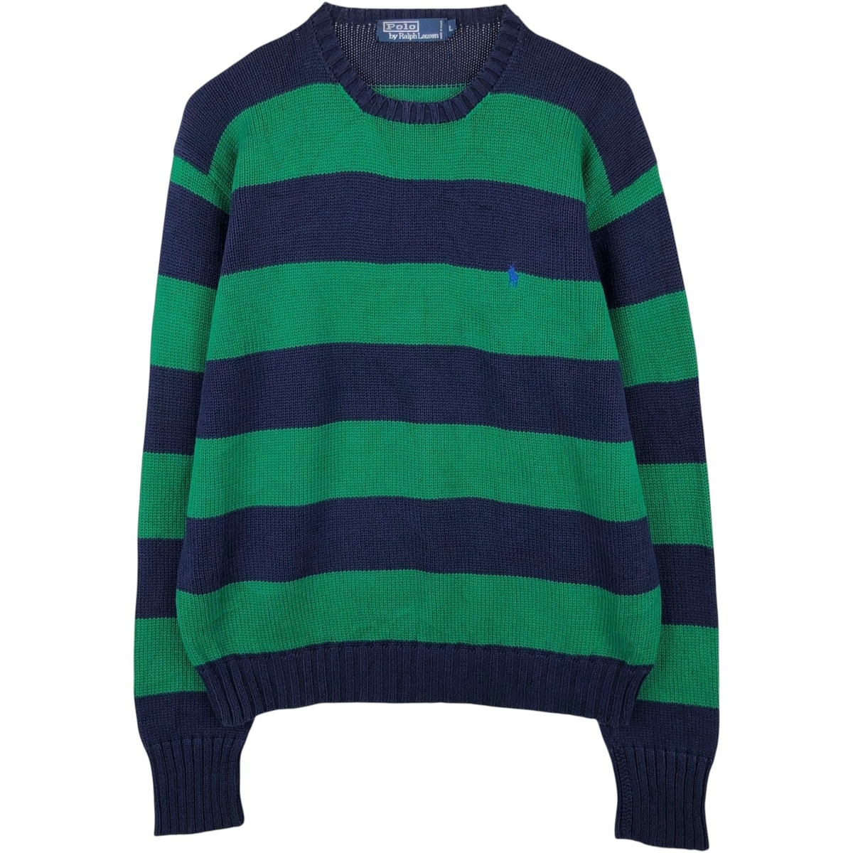 古着 ラルフローレン Ralph Lauren POLO by Ralph Lauren ボーダー柄 コットンニットセーター メンズL相当/eaa645951