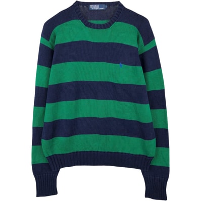 古着 ラルフローレン Ralph Lauren POLO by Ralph Lauren ボーダー柄 コットンニットセーター メンズL相当/eaa645951