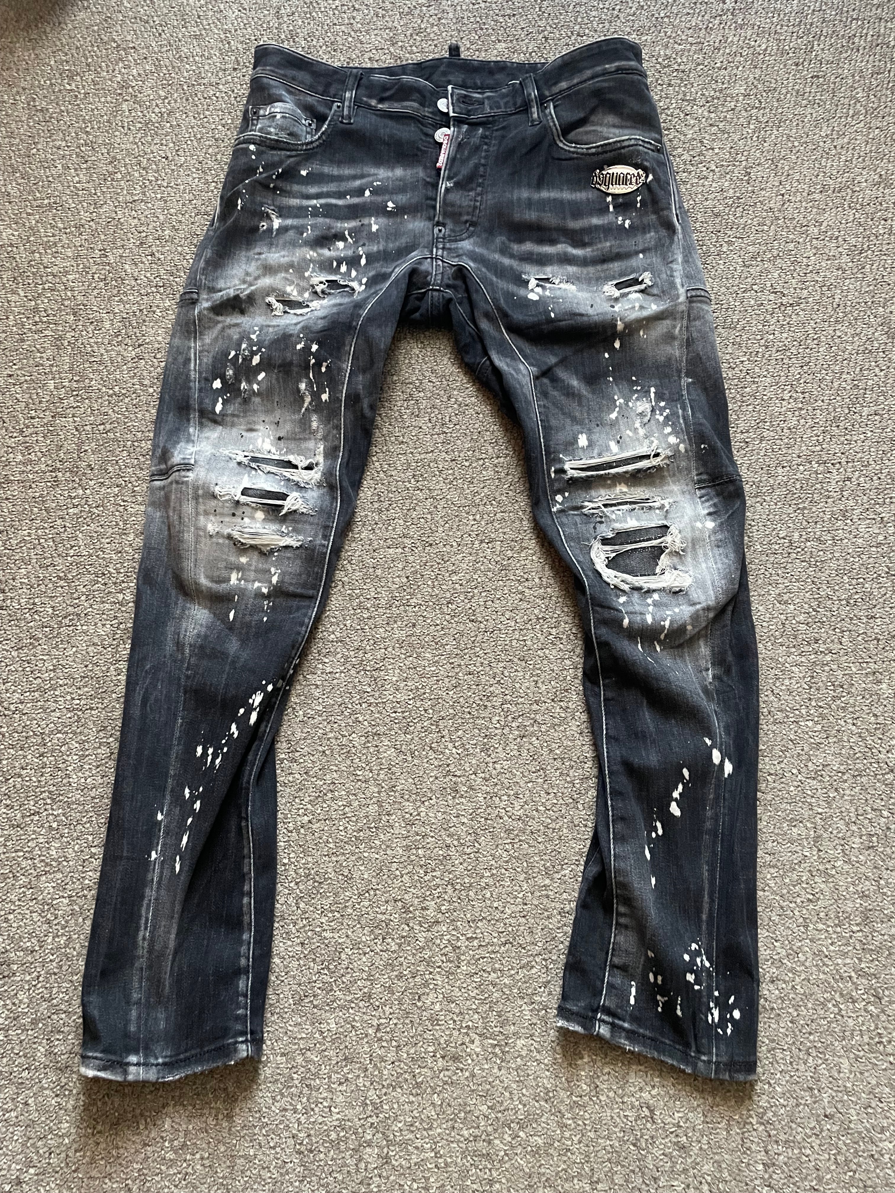 Dsquared2 Black Diamond & Studs Wash Tidy Biker Jeans "Black"