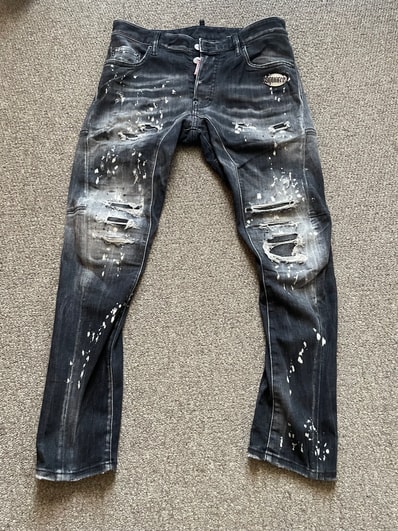 Dsquared2 Black Diamond & Studs Wash Tidy Biker Jeans "Black"