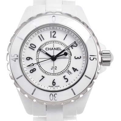 シャネル CHANEL H0968 J12 デイト ホワイトセラミック ホワイト クォーツ レディース 美品 腕時計 J#150437