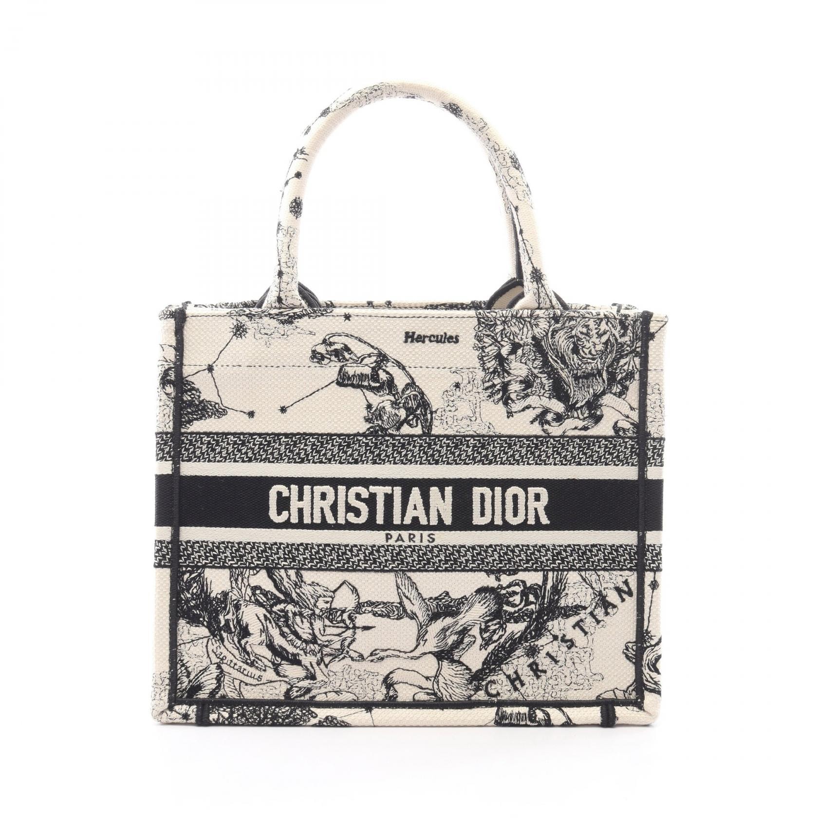 ディオール Dior BOOK TOTE ブックトート スモール トートバッグ バッグ キャンバス レディース ホワイト系 / ブラック系 M1265ZRHZ 【中古】