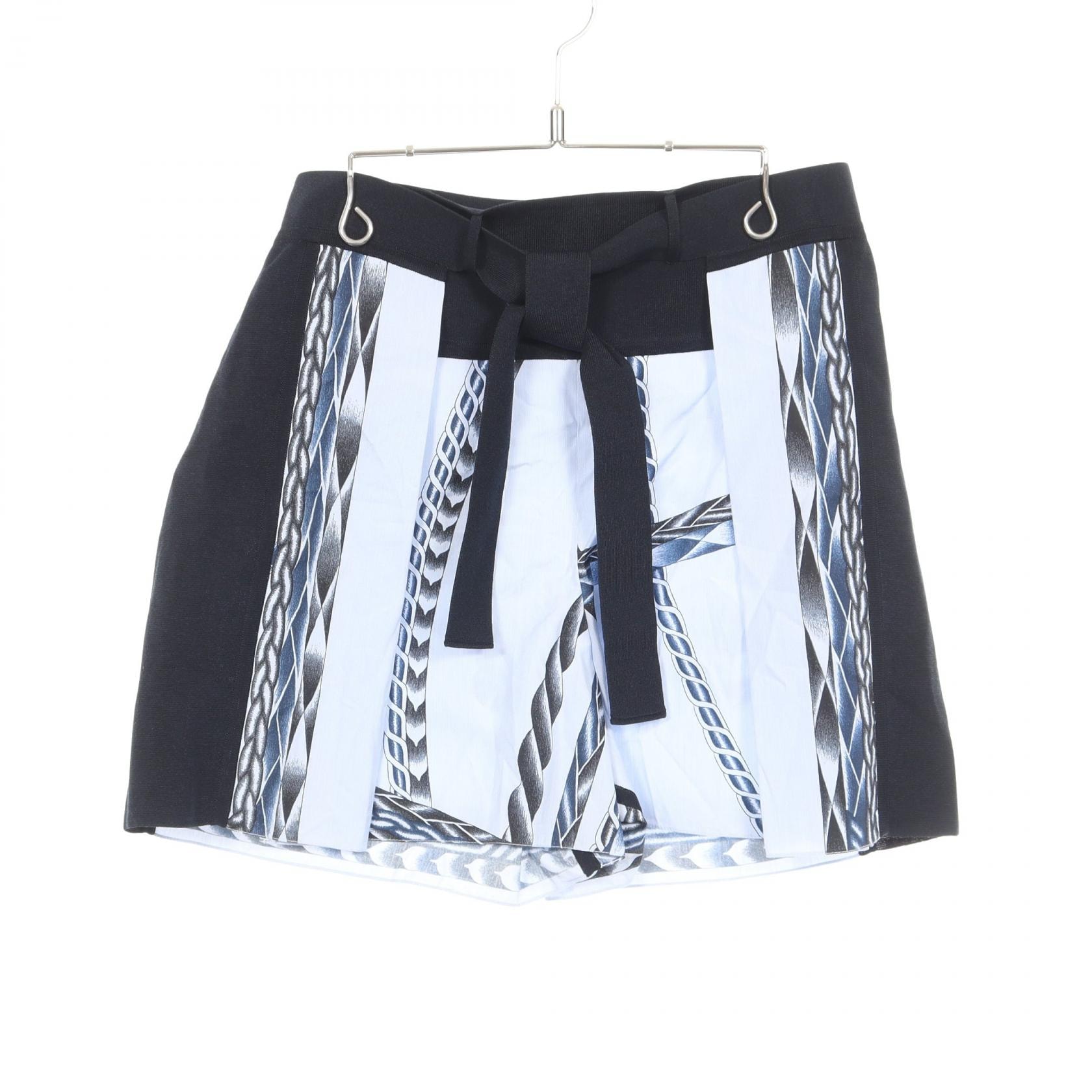 エルメス HERMES ニット切替 ロープ柄 ショート パンツ 衣料品 ボトムス コットン ビスコース レディース ブルー系 / ネイビー系 【中古】