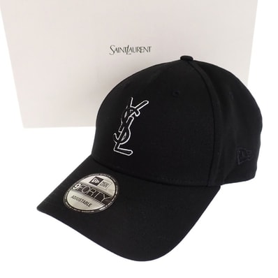 サンローラン SAINT LAURENT ニューエラ YSL モノグラム 9FORTY 687687YCL361000 キャップ コットン ブラック ワンサイズ メンズ レディース【中古】【Aランク】