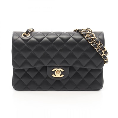 シャネル CHANEL マトラッセ Wフラップ ショルダーバッグ バッグ ラムスキン(羊革) レディース ブラック系 A01113 【中古】