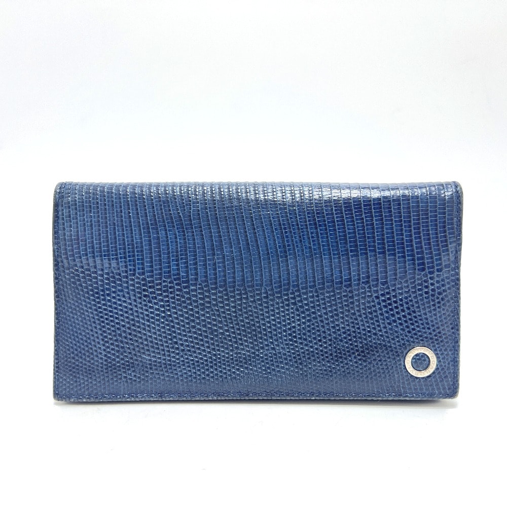 ブルガリ BVLGARI ロゴ MDF19284398 2つ折り 長財布 財布 ウォレット 長財布 リザード ブルー