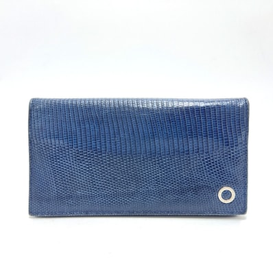 ブルガリ BVLGARI ロゴ MDF19284398 2つ折り 長財布 財布 ウォレット 長財布 リザード ブルー