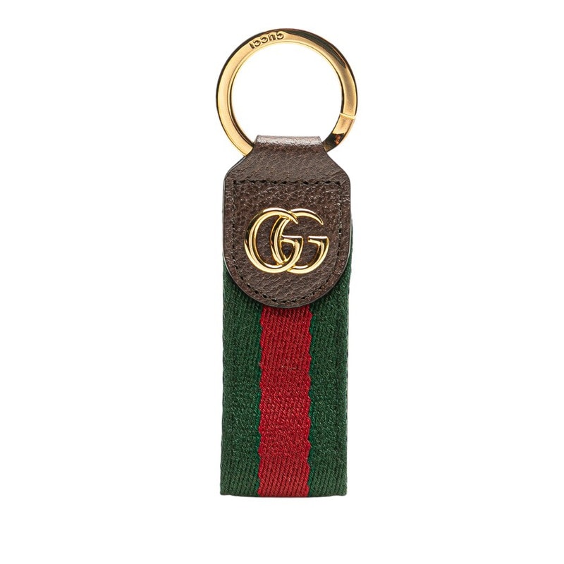 구찌 오피디아 셰리 라인 키링 479292 브라운 골드 가죽 캔버스 남성용 GUCCI [중고]