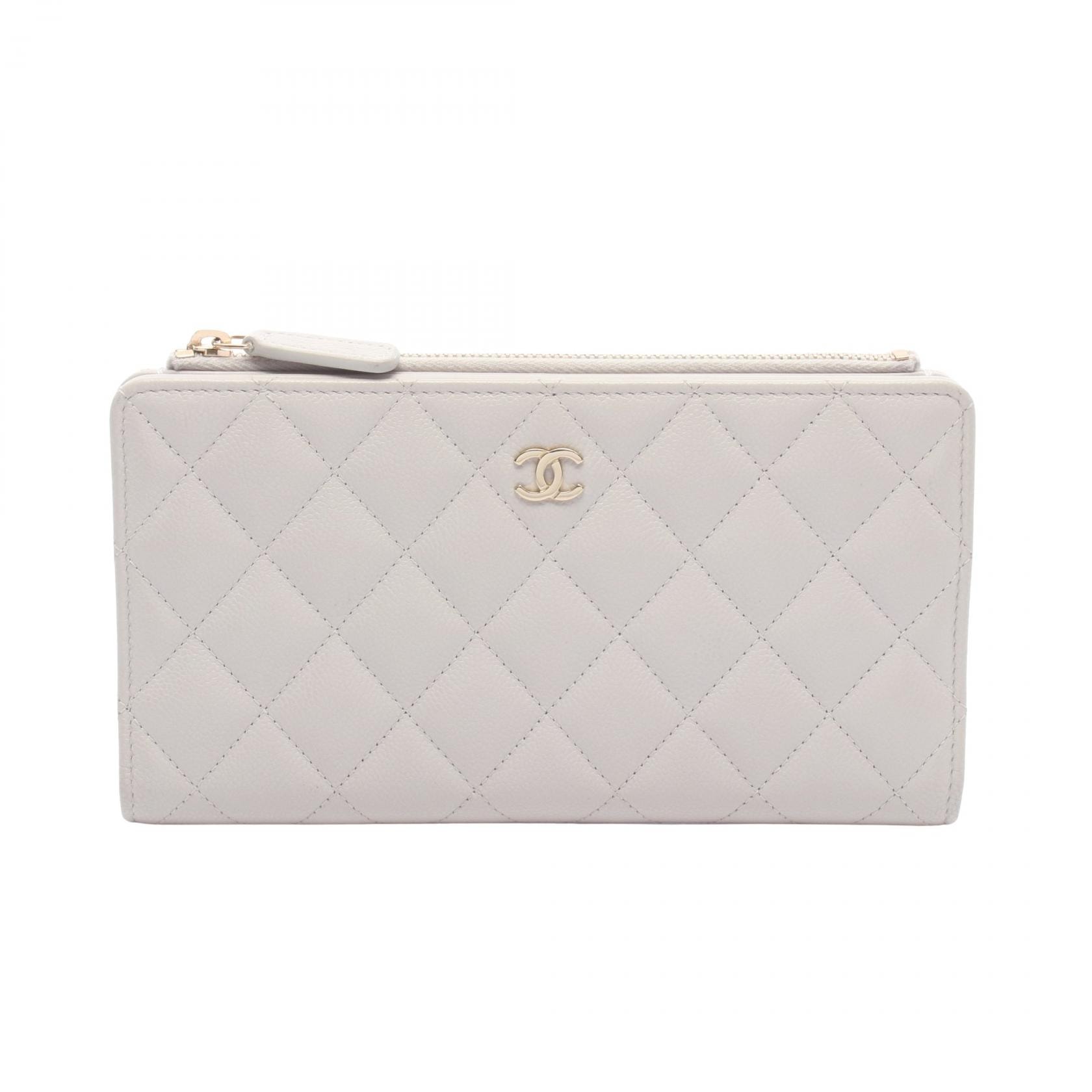 シャネル CHANEL マトラッセ 二つ折り長財布 財布 キャビアスキン(グレインドカーフ) レディース グレー系 【中古】