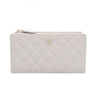 シャネル CHANEL マトラッセ 二つ折り長財布 財布 キャビアスキン(グレインドカーフ) レディース グレー系 【中古】
