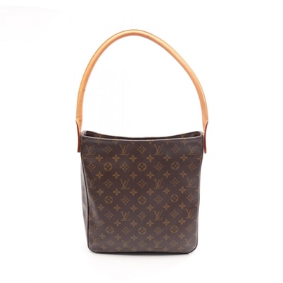 ルイ・ヴィトン LOUIS VUITTON ルーピングGM モノグラム ショルダーバッグ バッグ PVCコーティングキャンバス レザー レディース ブラウン系 M51145 【中古】