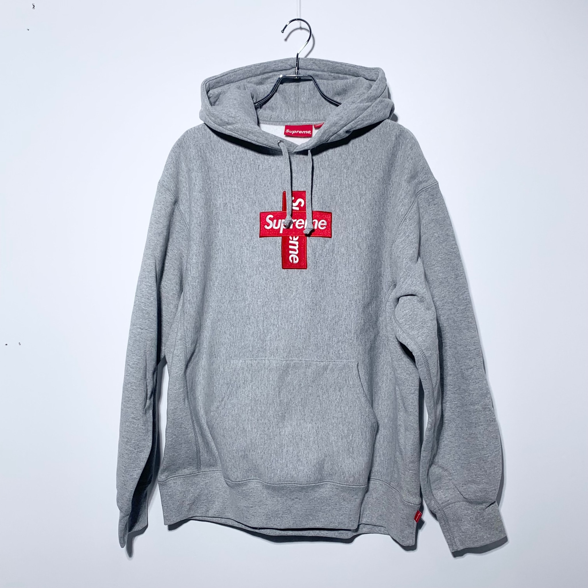Supreme Cross Box Logo Hooded Sweatshirt "Grey"