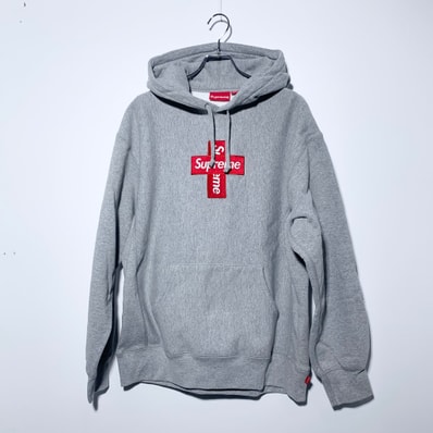 Supreme Cross Box Logo Hooded Sweatshirt "Grey"