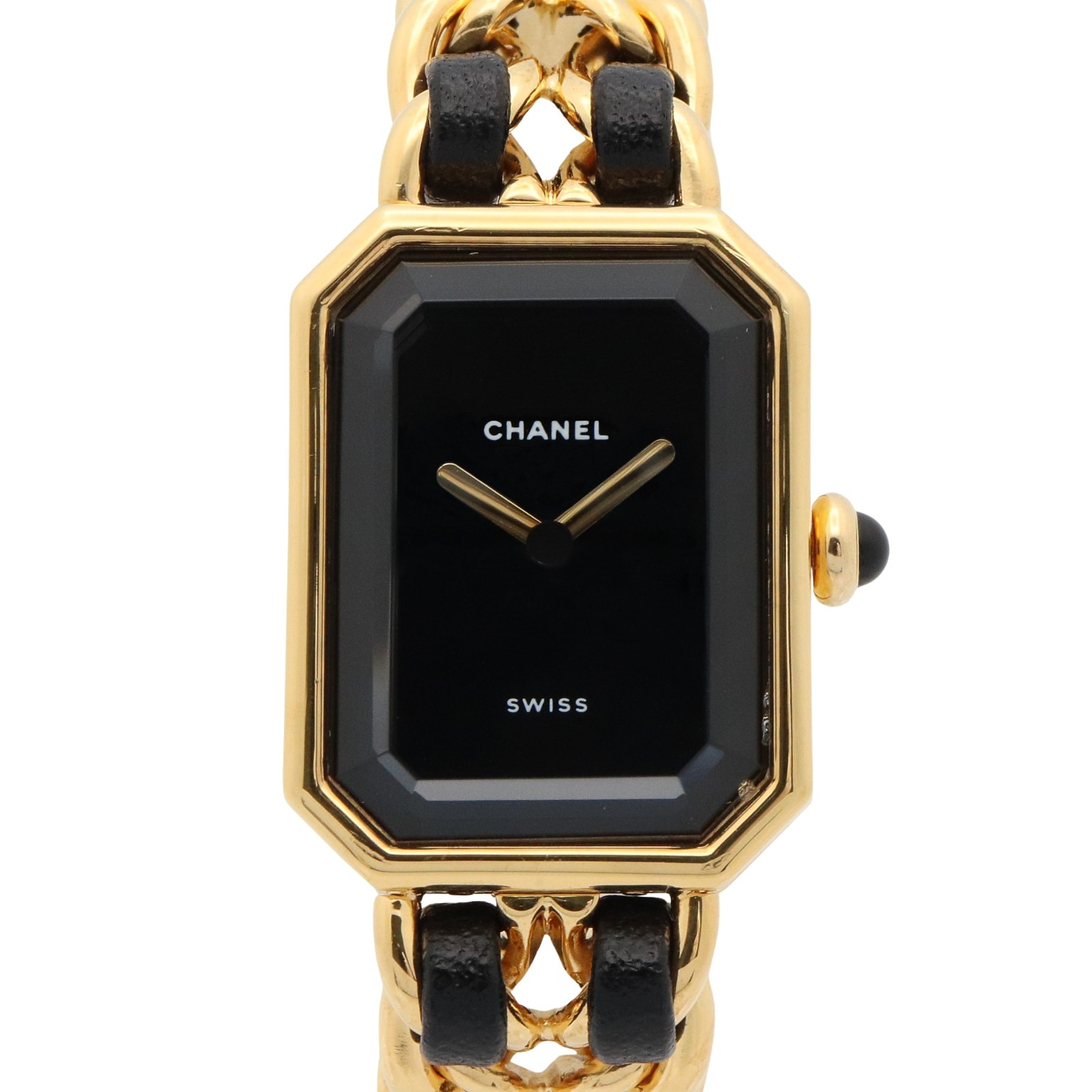 シャネル CHANEL プルミエール S 腕時計 時計 GP（ゴールドメッキ） レザー レディース ブラック系 H0001 【中古】