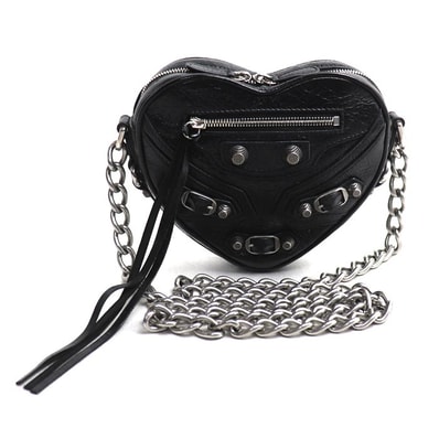 BALENCIAGA バレンシアガ ルカゴール ハート チェーンショルダー ショルダーバッグ ブラック 722781 1VG9Y 1000 レディース【中古】【美品】