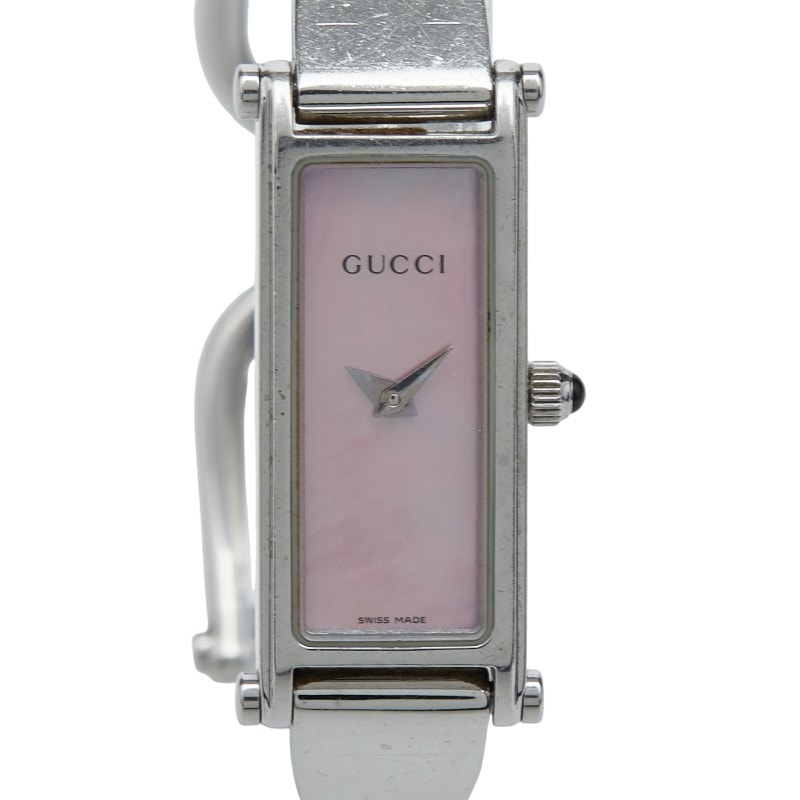 グッチ 腕時計 バングルウォッチ 1500L クオーツ ピンク文字盤 ステンレススチール レディース GUCCI 【中古】