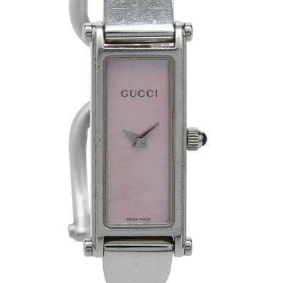 グッチ 腕時計 バングルウォッチ 1500L クオーツ ピンク文字盤 ステンレススチール レディース GUCCI 【中古】