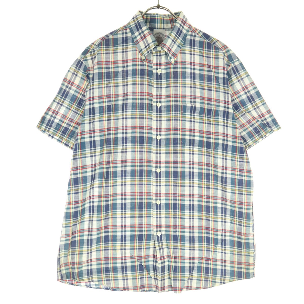 Brooks Brothers ブルックスブラザーズ タータンチェック柄 半袖 ボタンダウン コットンシャツ M