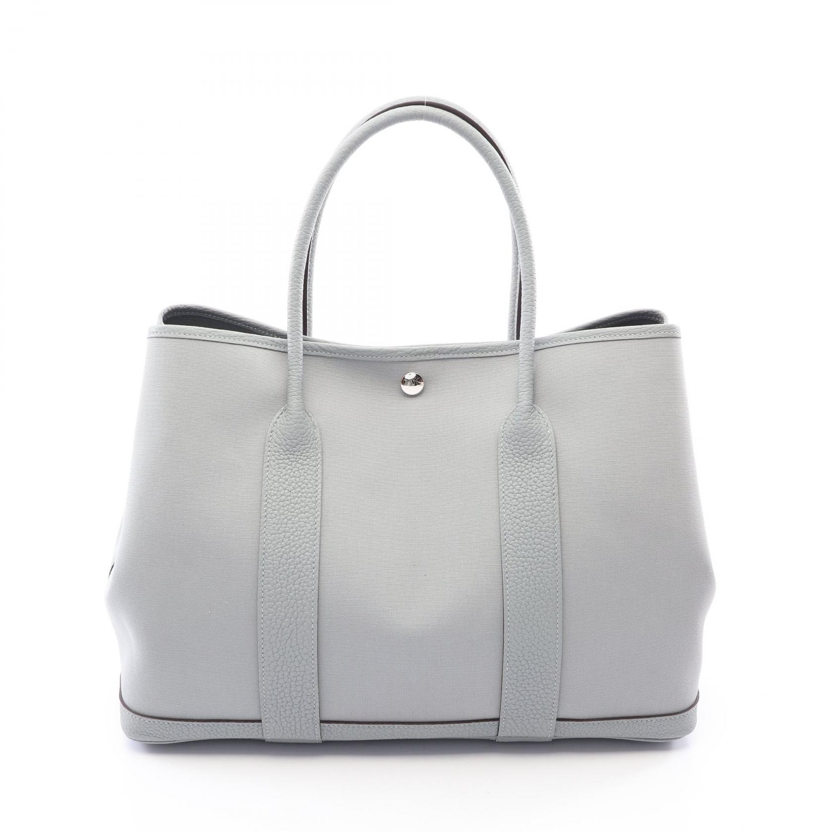 エルメス HERMES ガーデンパーティPM トートバッグ バッグ キャンバス レザー トワルオフィシェ / ネゴンダ ネゴンダ K刻印(2025年製造) レディース グレー系 【中古】
