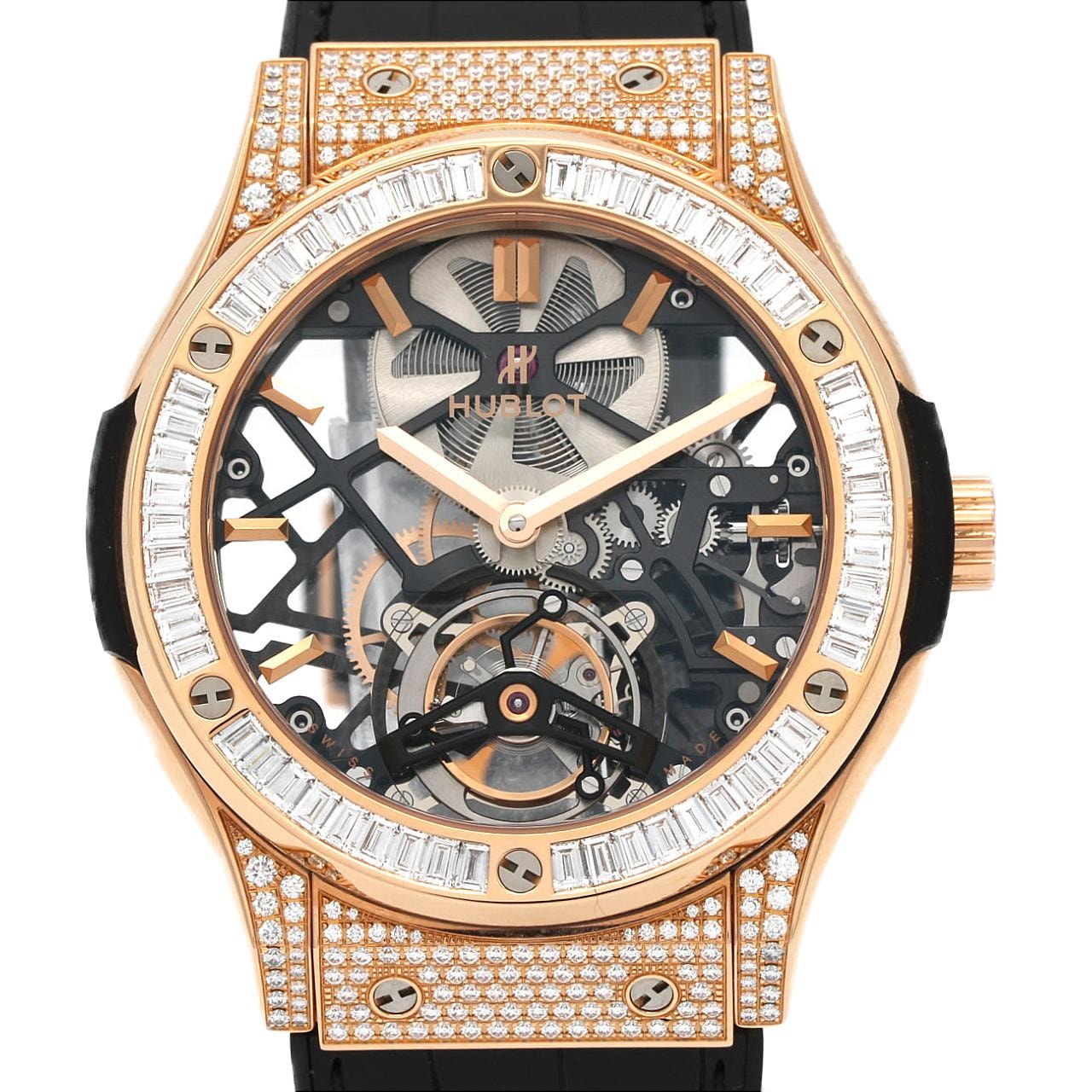 【ノーメンテナンス還元価格】ウブロ クラシックフュージョンスケルトントゥールビヨンダイヤモンド PG 505.OX.0180.LR.0904 PG・RG 手巻