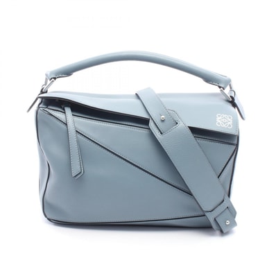 ロエベ LOEWE パズルバッグ ミディアム 2WAY ハンドバッグ バッグ レザー レディース ブルー系 【中古】