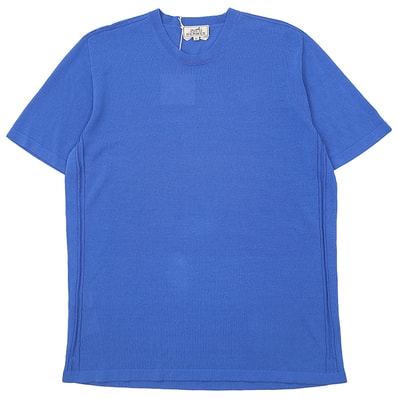 【SALE】HERMES エルメス サマーニットTシャツ サイズ XL メンズ Hロゴ レリーフ プルオーバー クルーネック ショートスリーブ 半袖 コットン100% トップス ブルー 青 イタリア製