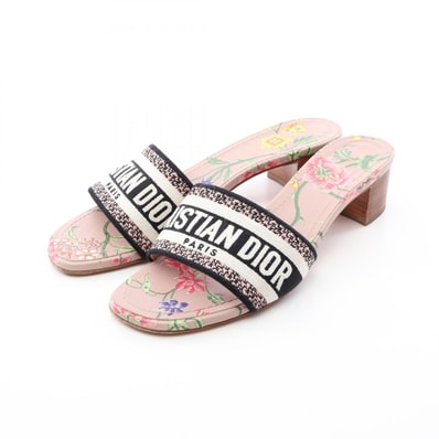 ディオール Dior Dway 花柄 ミュール 靴 キャンバス レディース ホワイト系 / ブラック系 / ピンク系 【中古】