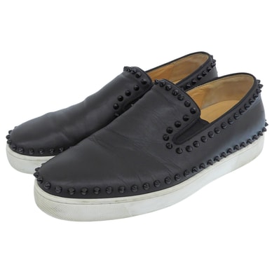 クリスチャンルブタン PIKBOAT ピックボート スパイクスタッズ レザースリッポンスニーカー シューズ メンズ 黒 29cm 44