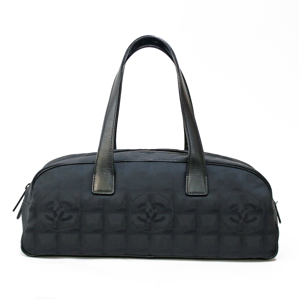 CHANEL シャネル ミニボストン ショルダーバッグ ニュートラベル ショルダーバッグ キャンバス ブラック レディース BCランク 中古 鑑定済