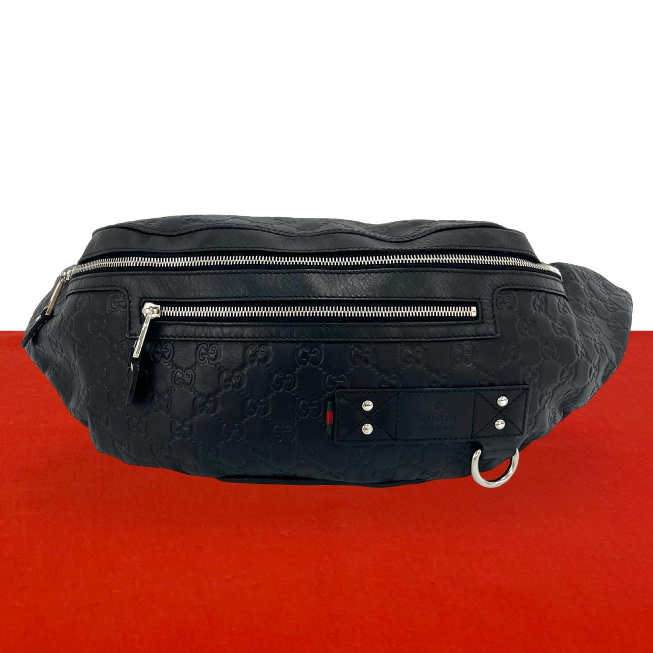 GUCCI グッチ シマ レザー ボディバッグ ブラック
 66998
