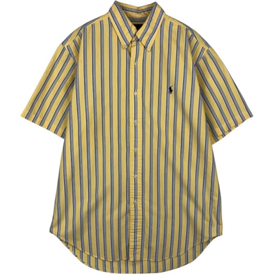 古着 ラルフローレン Ralph Lauren CLASSIC FIT マルチストライプ 半袖 ボタンダウン ストライプシャツ メンズM相当/eaa495224