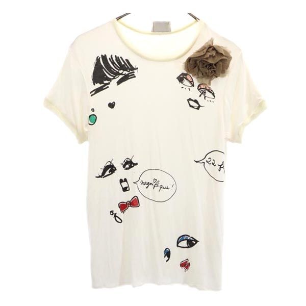 LANVIN ランバン プリント 半袖 Tシャツ S アイボリー系 カットソー